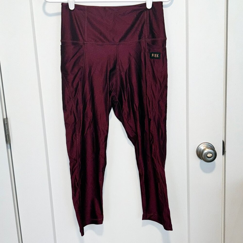 Victoria Secret Pink, 3/4 Leggings, Sparkley Maroon, Medium